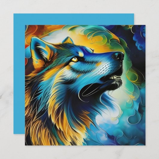 Carte Wolf Howl coloré (Devant / Derrière)