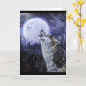 Carte Wolf Howl et Moon Winter (Fleur jaune)