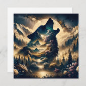 Carte Wolf Howling à la Lune (Devant / Derrière)