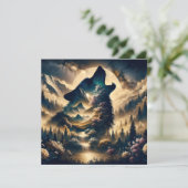 Carte Wolf Howling à la Lune (Debout devant)