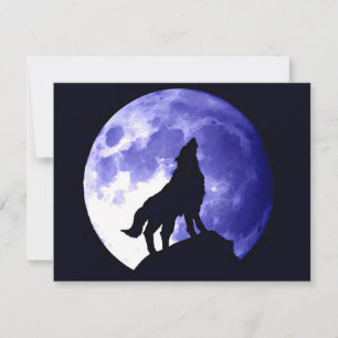 Carte Wolf Howling à Moon
