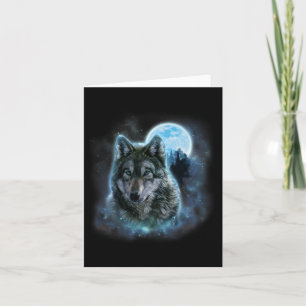 Carte Wolf Icy Moon Galaxy Chasse Gris Gris Loups Pour