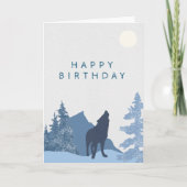 Carte Wolf Mountain Moon Forest Joyeux anniversaire pour (Devant)