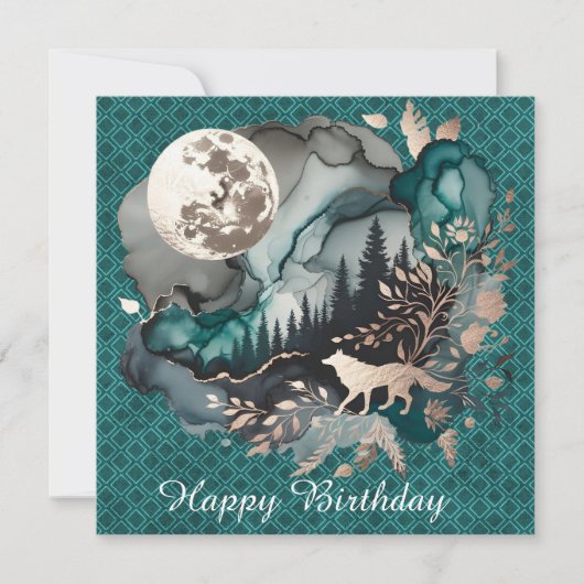 Carte Wolf Paysage et Lune Hommes d'anniversaire heureux (Devant)