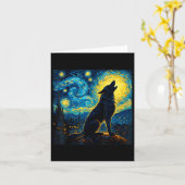 Carte Wolf Starry Night HowHowling Lune Dons Drôle Pour (Fleur jaune)