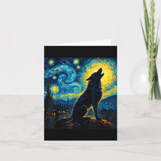 Carte Wolf Starry Night HowHowling Lune Dons Drôle Pour  (Devant)