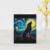 Carte Wolf Starry Night HowHowling Lune Dons Drôle Pour  (Fleur jaune)