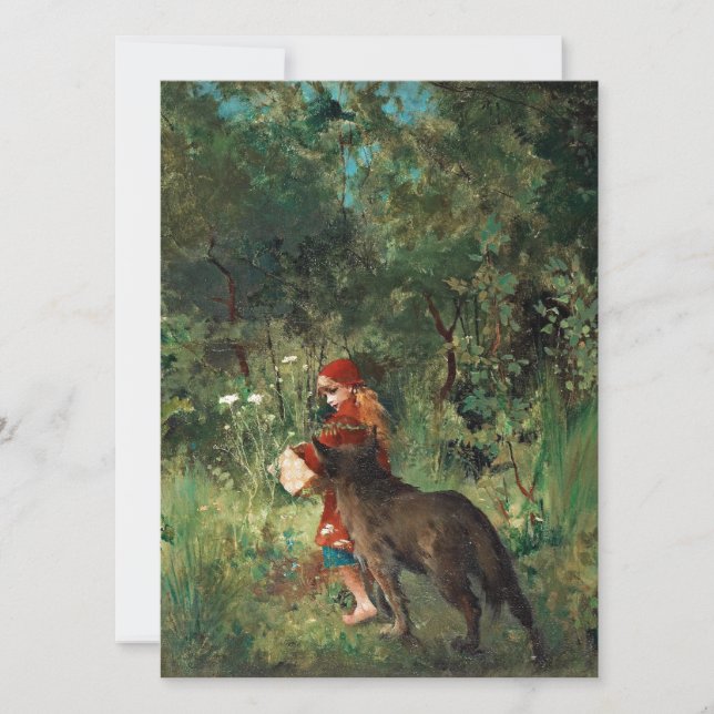 Carte Wolf sur le chemin avec rouge (Devant)
