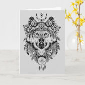 Carte Wolf tribal indien (Fleur jaune)