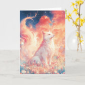 Carte Wolf Under the Cloudy Starry Sky (Fleur jaune)