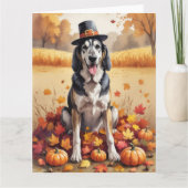 Carte Wolfhound À L'Automne Laisse L'Art Thanksgiving (Devant)