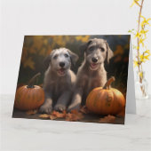 Carte Wolfhound Chiot Automne Citrouille de plaisir (Fleur jaune)
