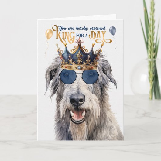 Carte Wolfhound Dog King pour une journée d'anniversaire (Devant)