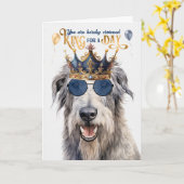 Carte Wolfhound Dog King pour une journée d'anniversaire (Fleur jaune)