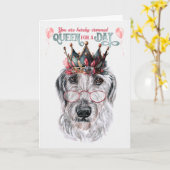 Carte Wolfhound Dog Queen pour une journée d'anniversair (Fleur jaune)