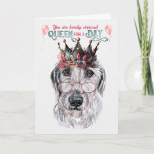 Carte Wolfhound Dog Queen pour une journée d'anniversair