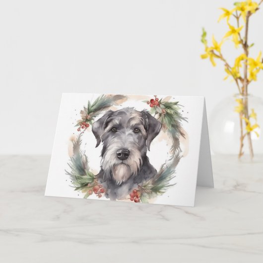 Carte Wolfhound Festive Wreath (Fleur jaune)