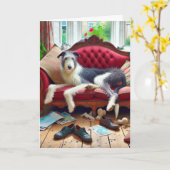 Carte Wolfhound Sur Un Canapé Anniversaire (Fleur jaune)