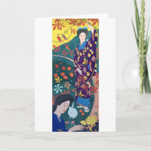 Carte Woman in the Flower Garden, Goyō Hashiguchi