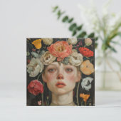 CARTE WOMAN WITH FLOWERS (Debout devant)