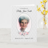Carte Woman's Funeral Program | Pink Floral (Fleur jaune)