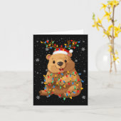 Carte Wombat Animal Santa Hat Ugly Christmas Tree Lumièr (Fleur jaune)
