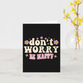 Carte Womens Don't Worry We Be Happy Groovy Retro 70s Mo (Fleur jaune)