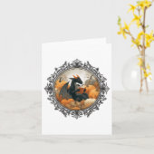 Carte Womens Dragon Lecture Livres Avec Automne Citrouil (Fleur jaune)