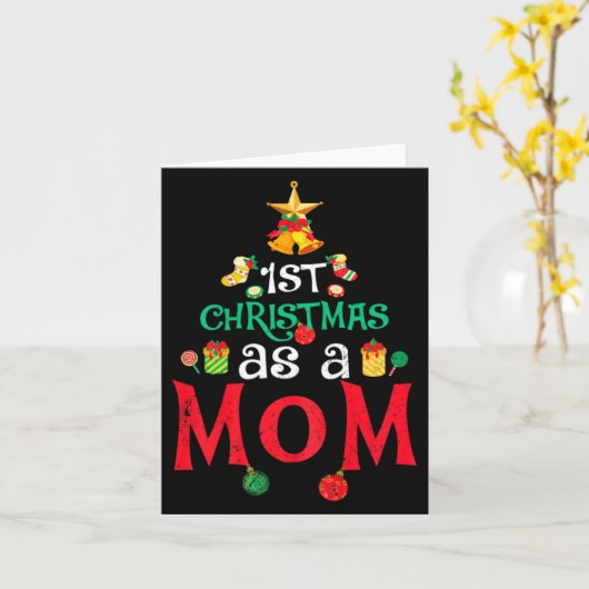 Carte Womens First Christmas As A Mom Funny Xmas New Mom (Fleur jaune)