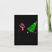 Carte Womens Funny Black Cat Gift Pushing Christmas Tree (Devant)