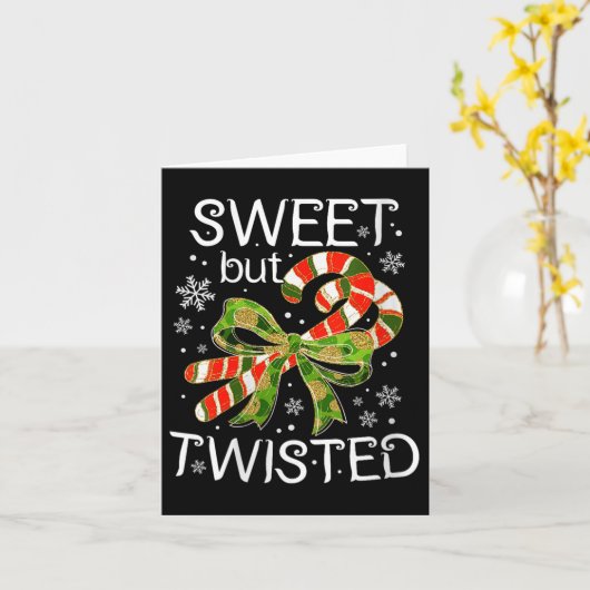 Carte Womens Funny Candy Cane Sweet But Twisted Christma (Fleur jaune)