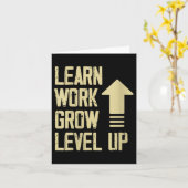 Carte Womens Learn Work Grow Level Up Growth Success Vin (Fleur jaune)
