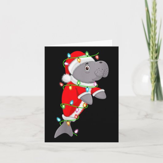 Carte Womens Manatee Christmas Lights Santa Costume Cute (Devant)