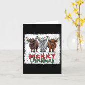 Carte Womens Merry Christmas Scottish Highland Cow Xmas (Fleur jaune)