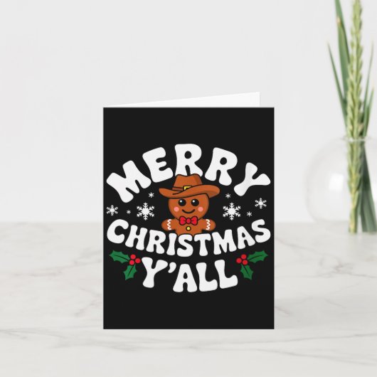 Carte Womens Merry Christmas Yall Gingerbread Cowboy How (Devant)