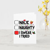 Carte Womens Nice Naughty I Swear I Tried Christmas List (Fleur jaune)