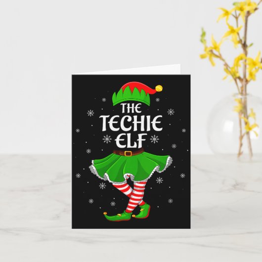 Carte Womens Techie Elf Christmas Family Girls Women Elf (Fleur jaune)