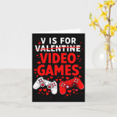 Carte Women's V Is For Video Games Funny Valentines Game (Fleur jaune)