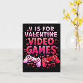 Carte Women's V Is For Video Games Funny Valentines Game (Fleur jaune)