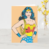 Carte Wonder Woman | Pose Vintage avec Lasso (Fleur jaune)