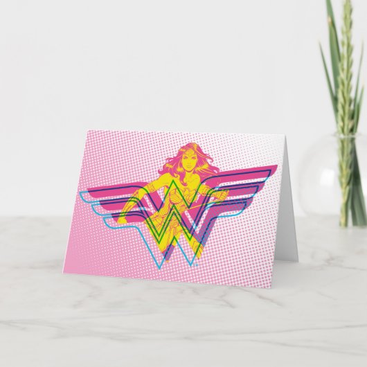 Carte Wonder Woman Yellow Pink Comic Art Logo (Devant)