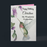 Carte Wonderful Godmother Happy Birthday Hummingbird<br><div class="desc">Celebrate birthday of your wonderful godmother with an elegant hummingbird design on a charming greeting card. Created from my original watercolour painting, the lovely little bird and flower image will brighten the day for birdwatchers, gardeners and nature lovers. The special woman in your life will love the pastel colours of...</div>