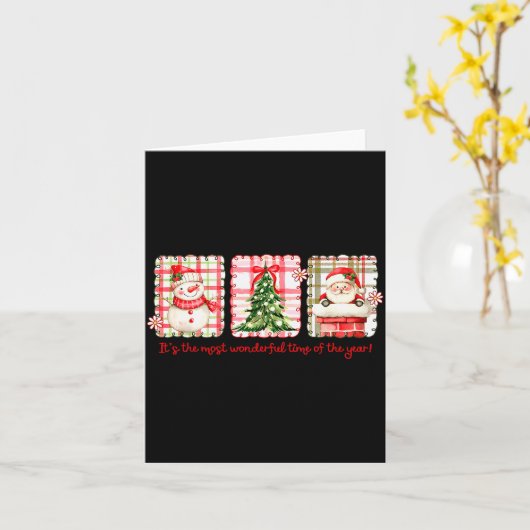 Carte Wonderful Time Of Year Merry Xmas Santa Snowman Xm (Fleur jaune)