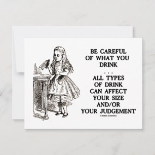 Carte Wonderland Soyez Prudent Ce Que Vous Buvez (Alice)