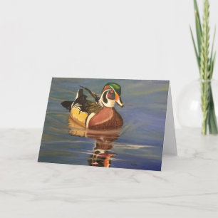 Carte Wood Duck on Water Blank Greeting Card
