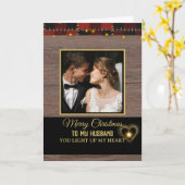 Carte Wood Red Plaid Merry Christmas to my Husband  (Fleur jaune)