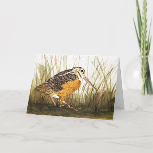 Carte Woodcock Aquarelle Salutation Crad (Devant)