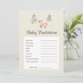 Carte Woodland Fox Baby shower Baby Predictions Jeu (Debout devant)