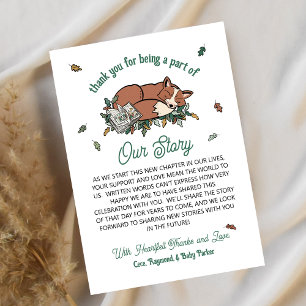 Carte Woodland Fox Storybook Baby shower Merci
