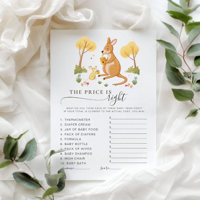 Carte Woodland Kangaroo Le Prix Est Bon Jeu De Bébé (Créateur téléchargé)